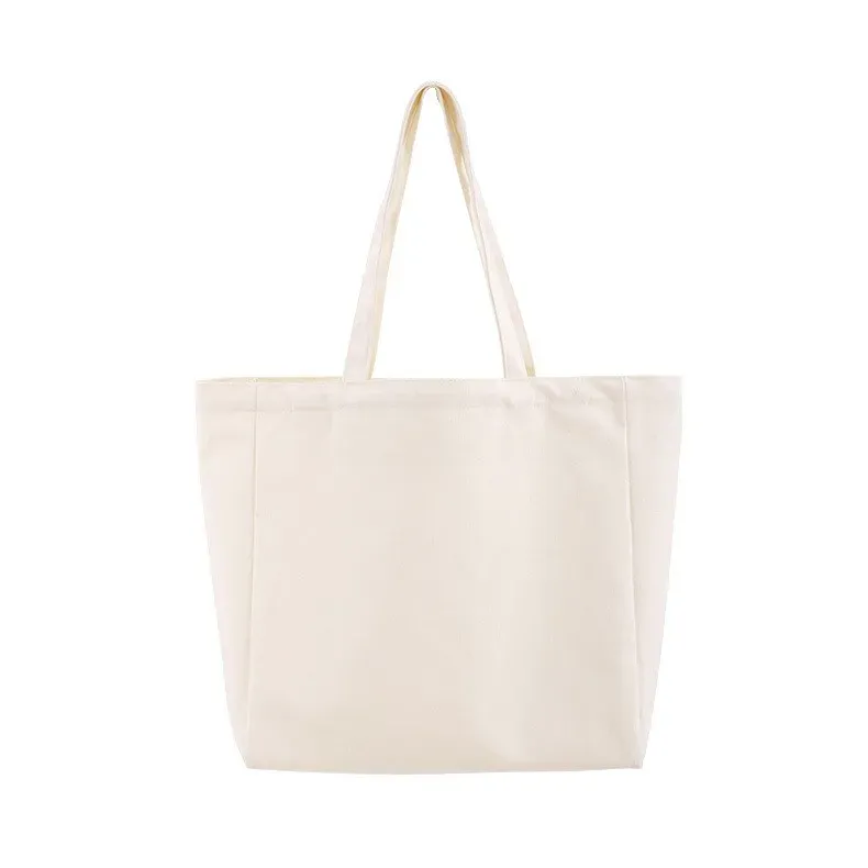 Large canvas shopping tote bag side angle view