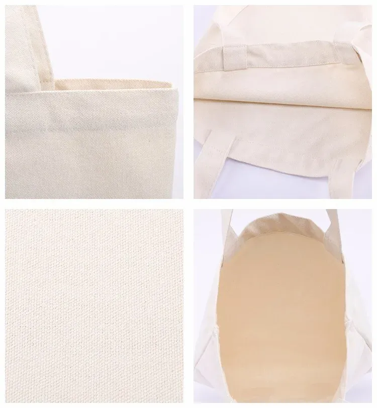 Canvas tote bag material and handle detail