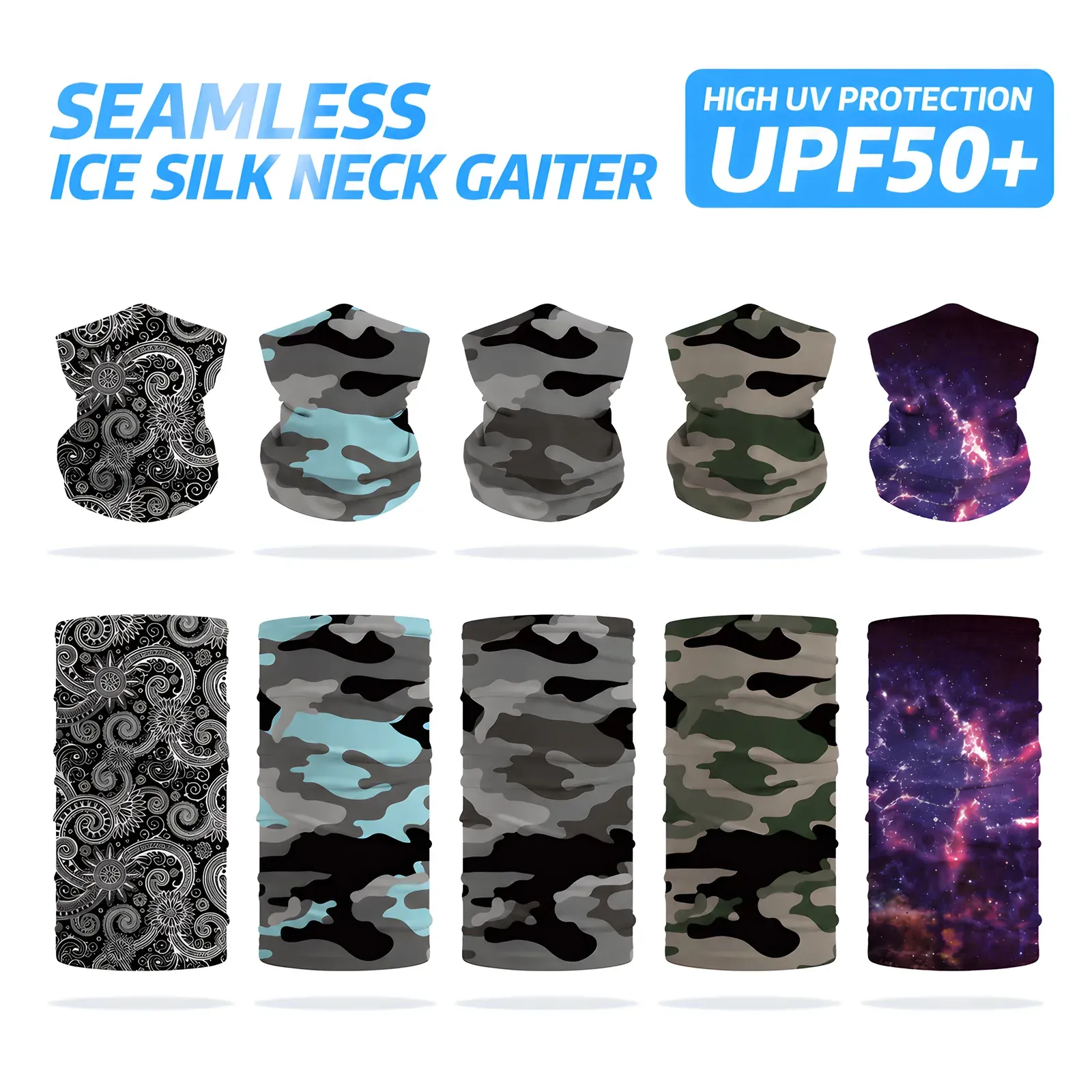 Ice silk neck gaiter UPF50+ print options