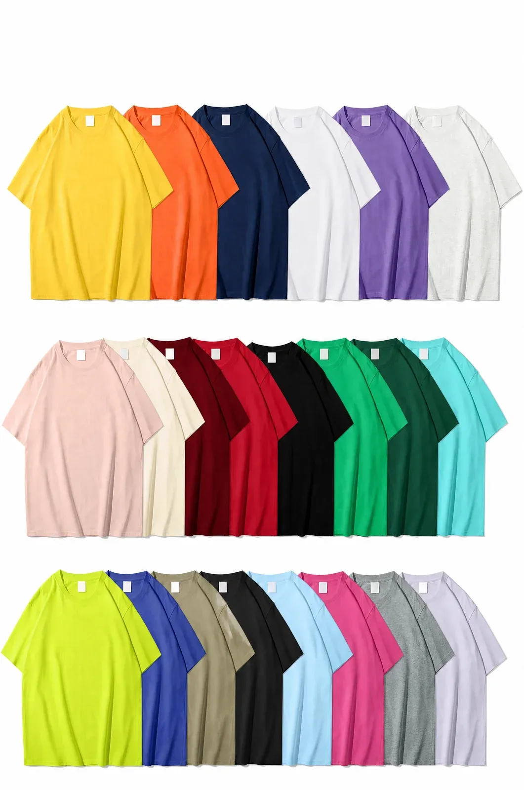 Color options lineup showing available colors for the drop shoulder t-shirt