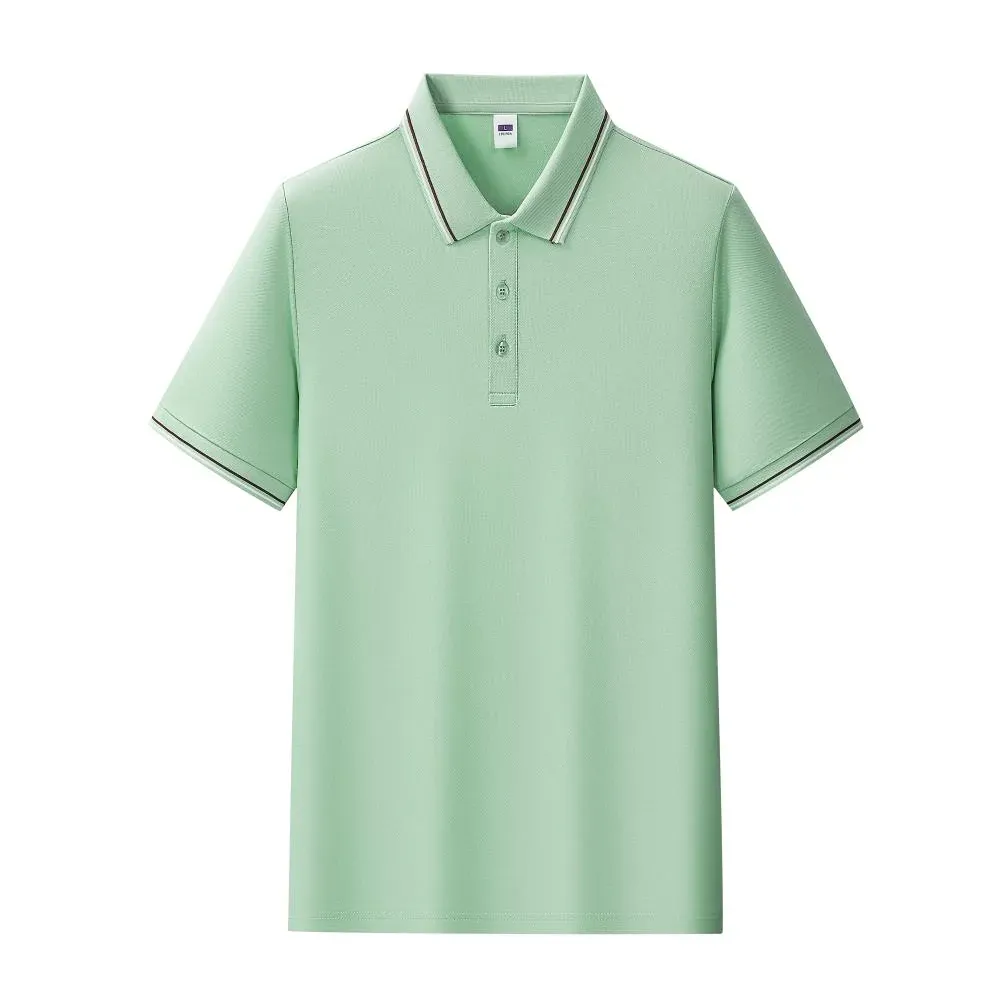 Light green contrast tipping polo shirt, front view