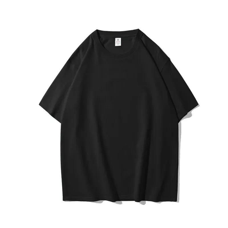 Black CVC t-shirt, plain front view