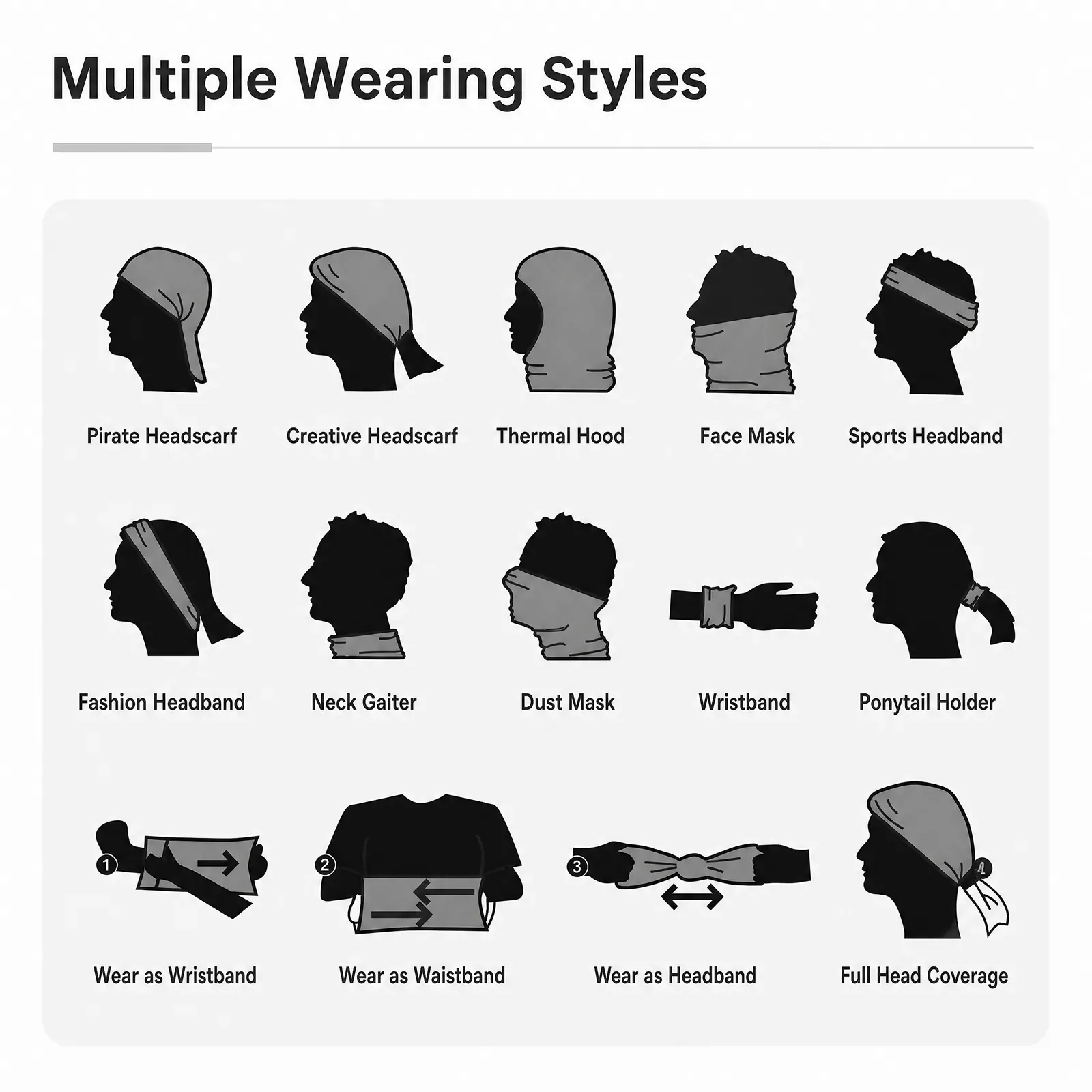 Multiple wearing styles of the seamless neck gaiter