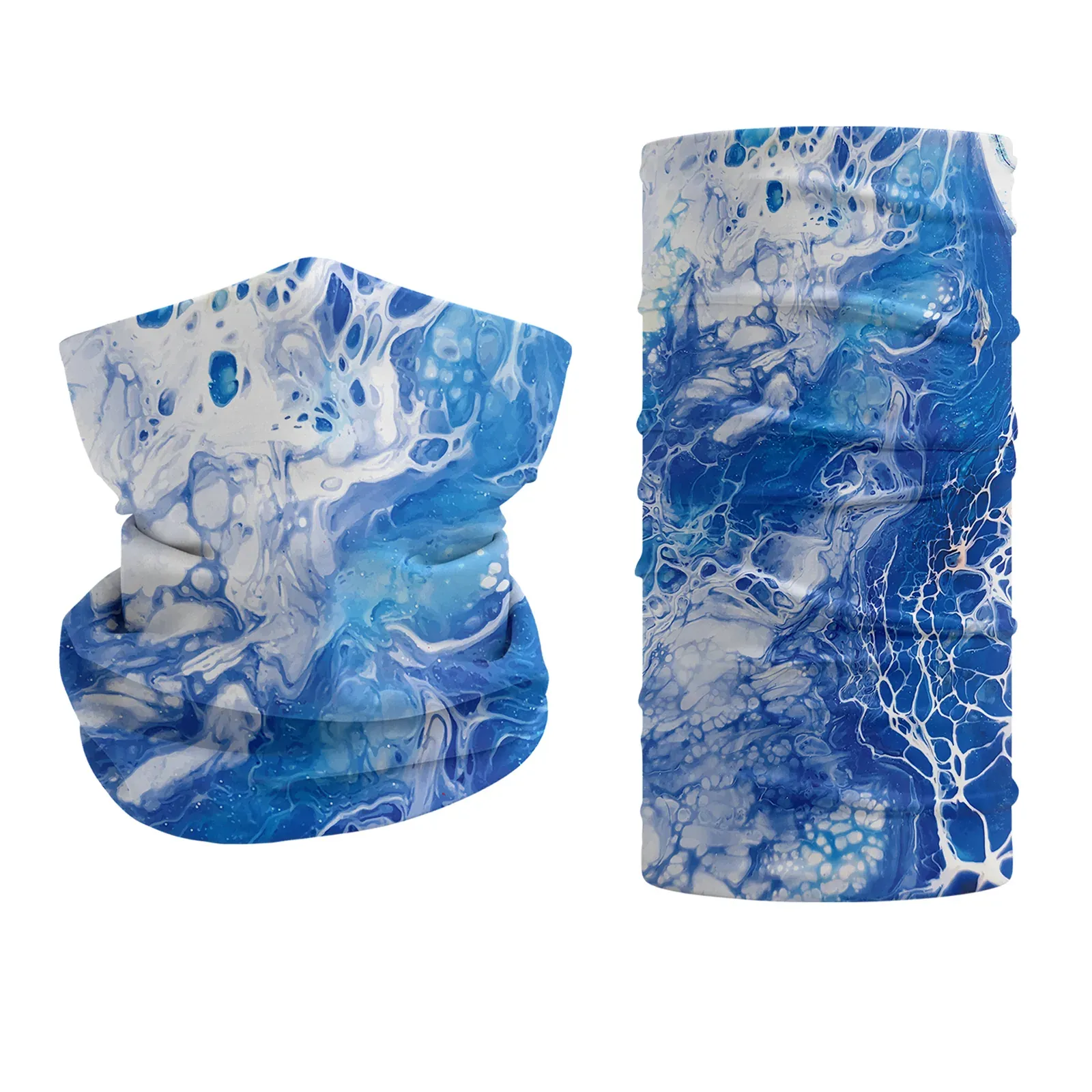 Blue marble print seamless neck gaiter
