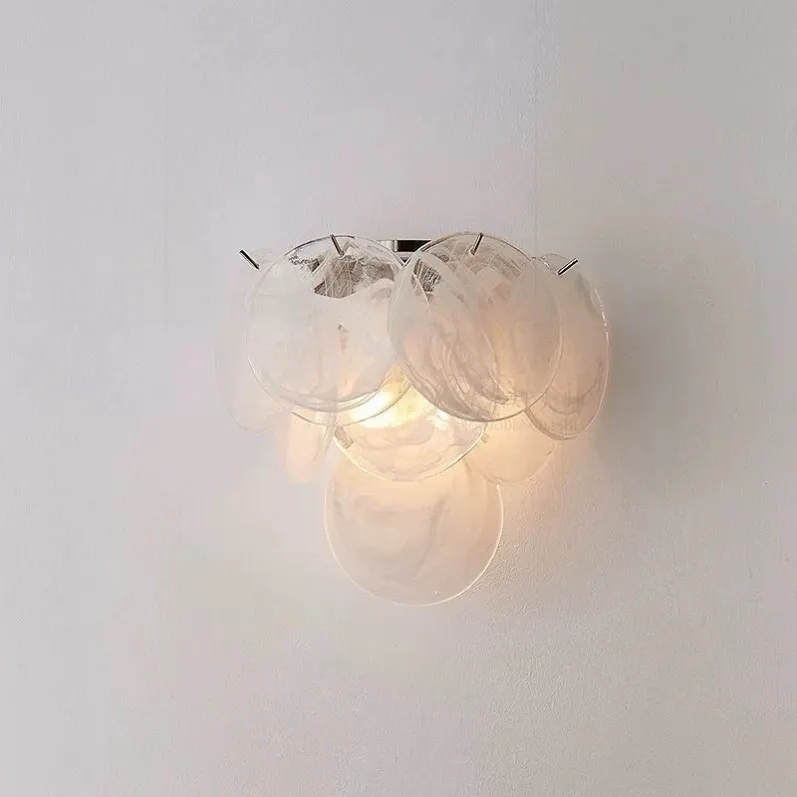 SPF-SPW-2611 White Translucent Art Glass Wall Sconce with Brushed Nickel Finish – Warm Light Wall Display