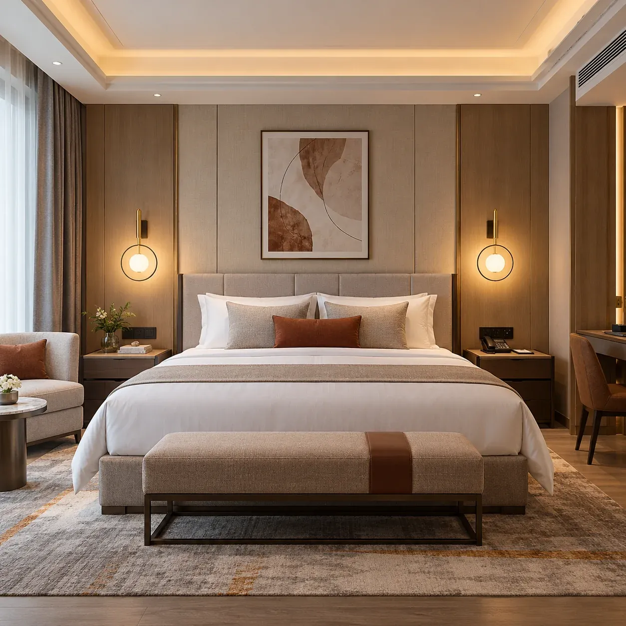 brass-led-ring-globe-wall-sconce-hotel-bedroom