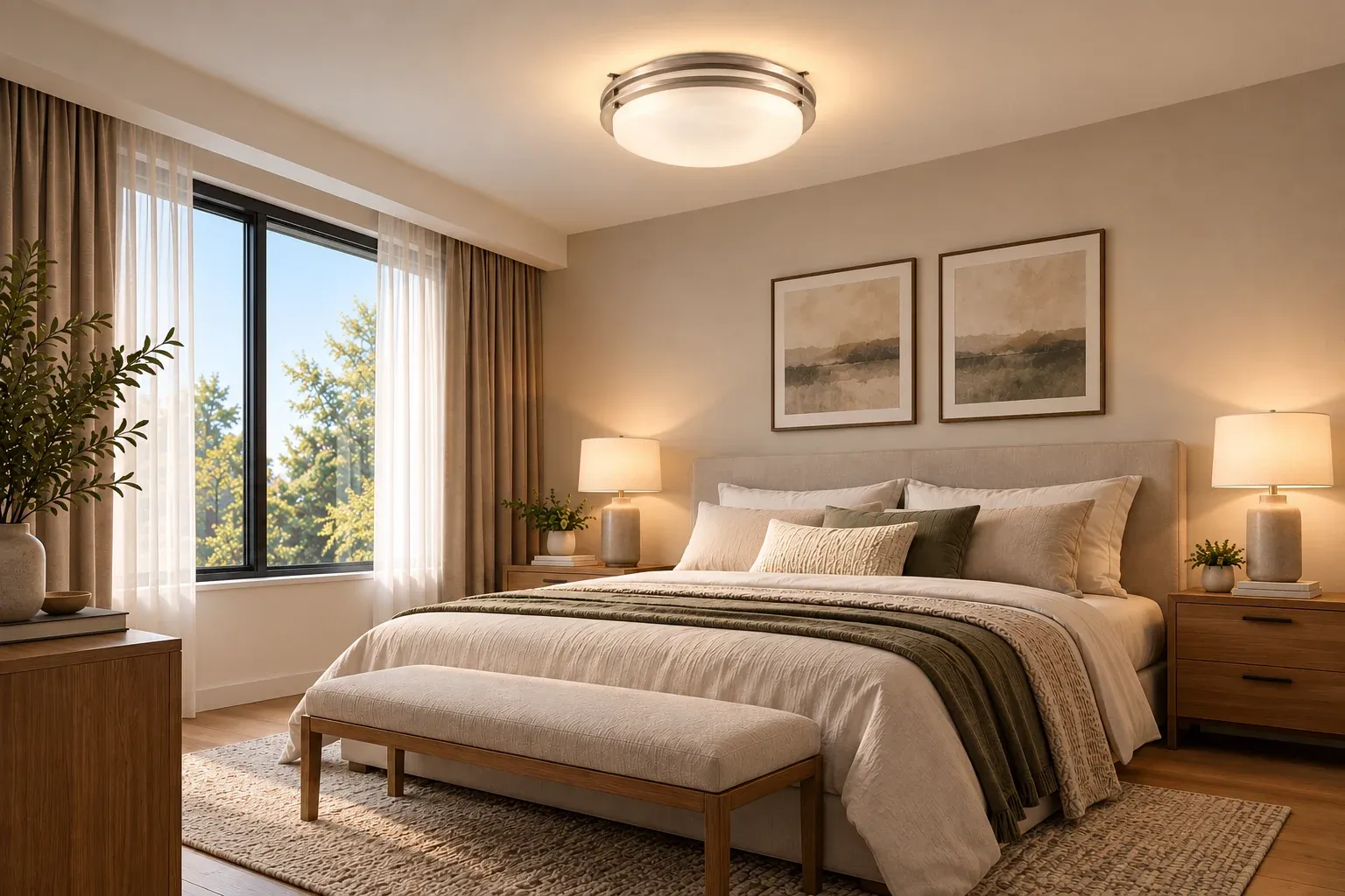 spc-2601-brushed-nickel-flush-mount-ceiling-light-bedroom-scene