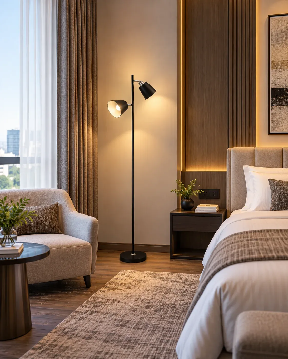 spf-2612-black-dual-head-floor-lamp-hotel-guestroom-scene