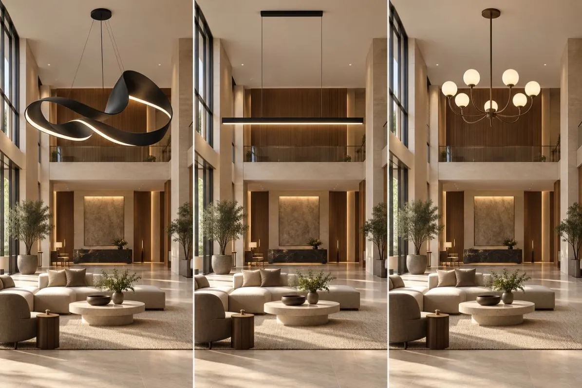 sculptural-minimalist-decorative-hotel-lobby-pendants
