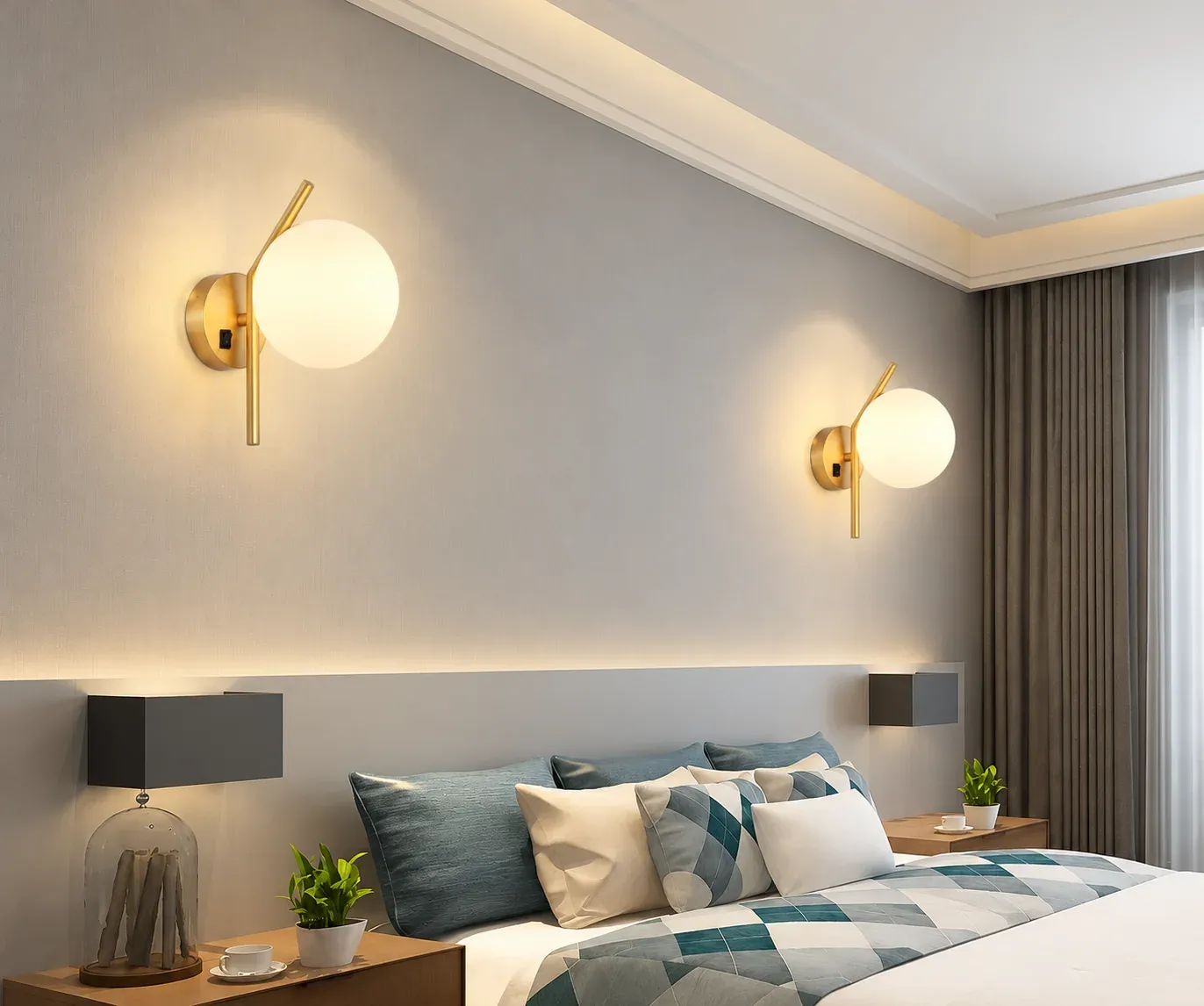 brass-globe-wall-sconce-hotel-bedroom-scene