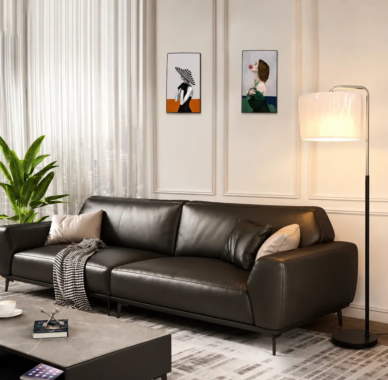 spf-2605-modern-curved-arm-floor-lamp-black-sofa-living-room