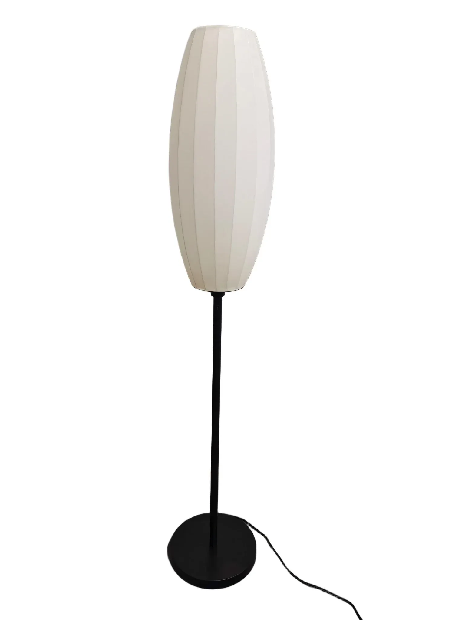 spf-2610-black-floor-lamp-white-ribbed-shade-front-view