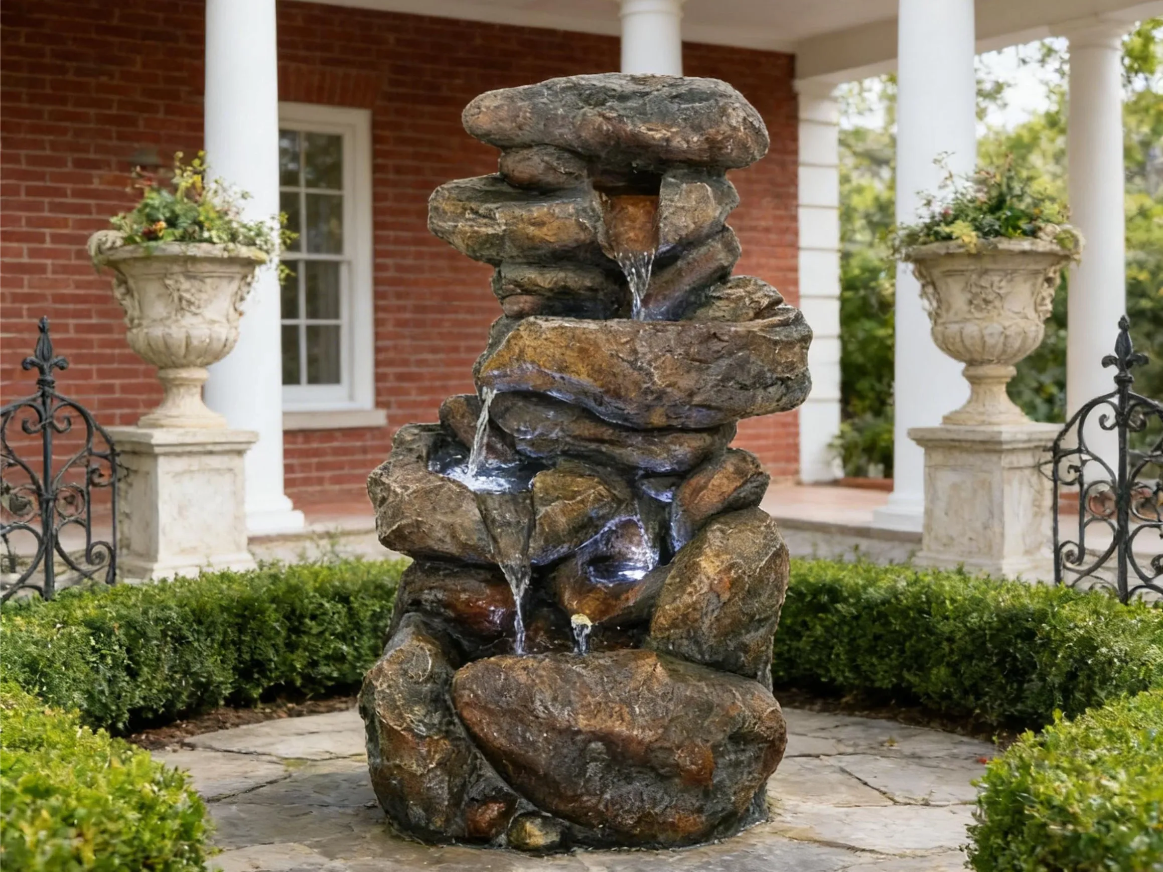 Rock waterfall for yard decor