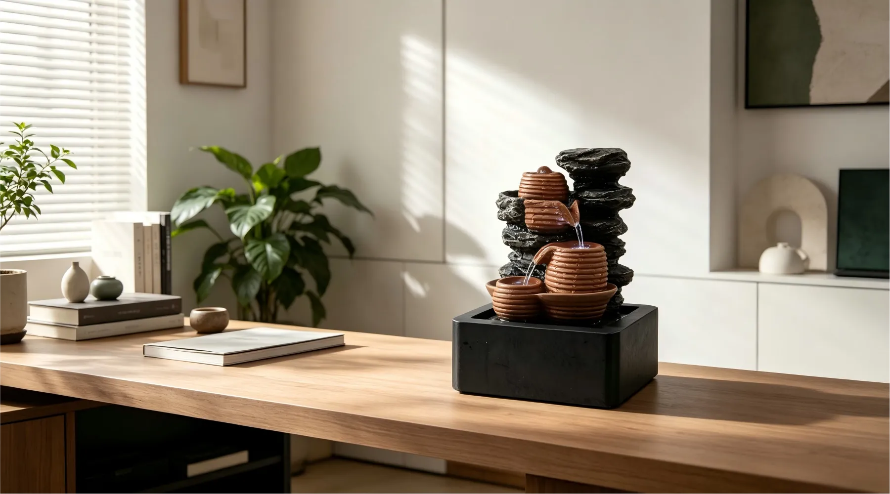 Stylish Indoor Polyresin Fountains – Silent Pumps, Modern Designs for Home & Office