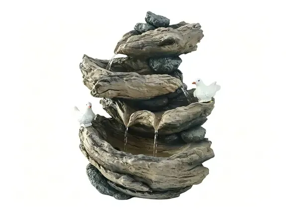PY260004-layered-faux-wood-garden-fountain-white-birds