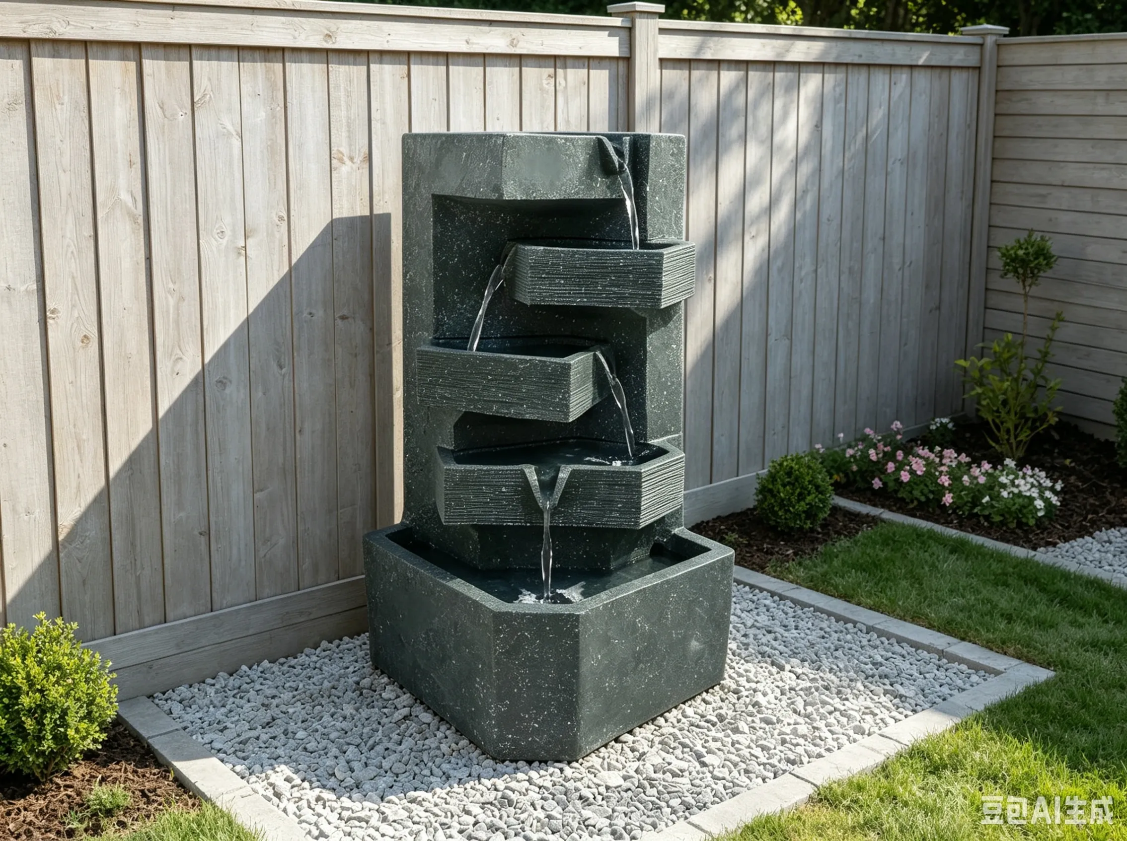 DSC08344-Modern Stacked Slate Cascading Water Fountain for Patio & Home Decor