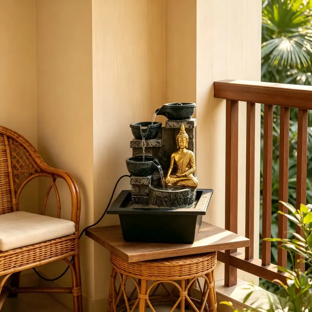 PY250026 3‑Tier Bowl Indoor Relaxing Buddha Water Feature3‑Tier Bowl Indoor Relaxing Buddha Water Feature