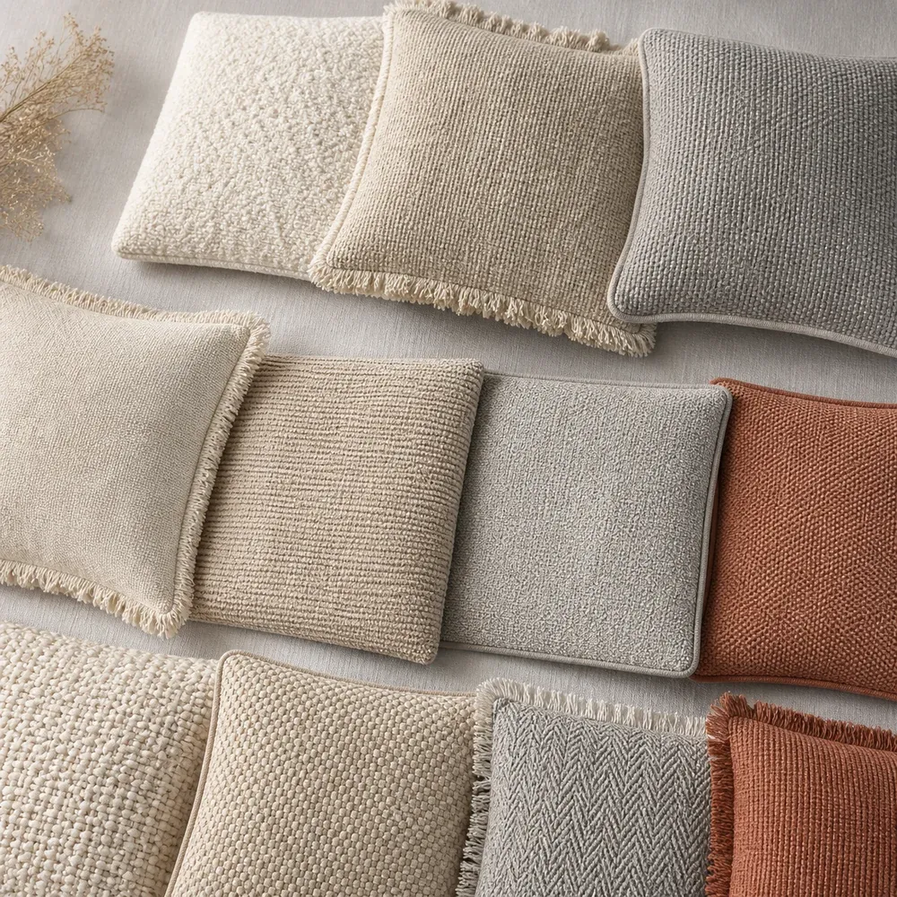 Textured decorative cushion cover color development options