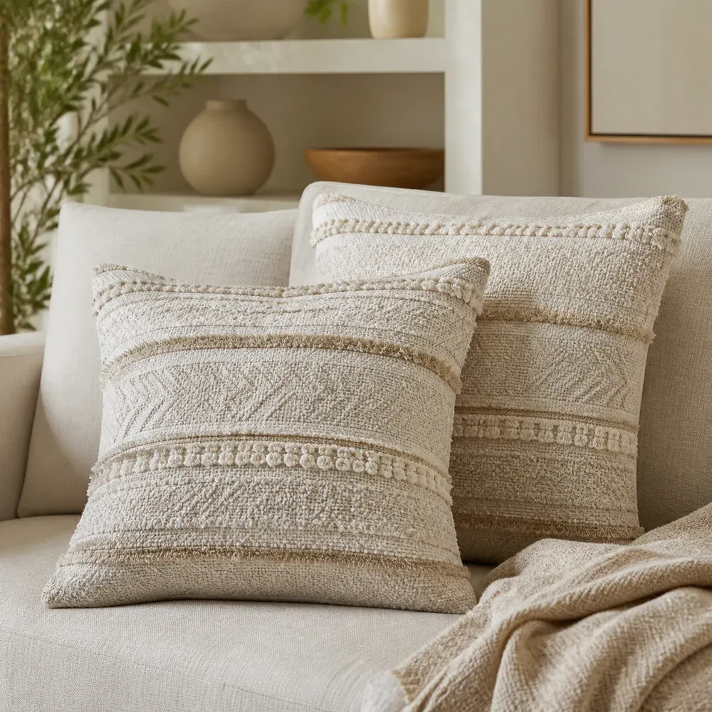 Textured decorative cushion cover lifestyle application
