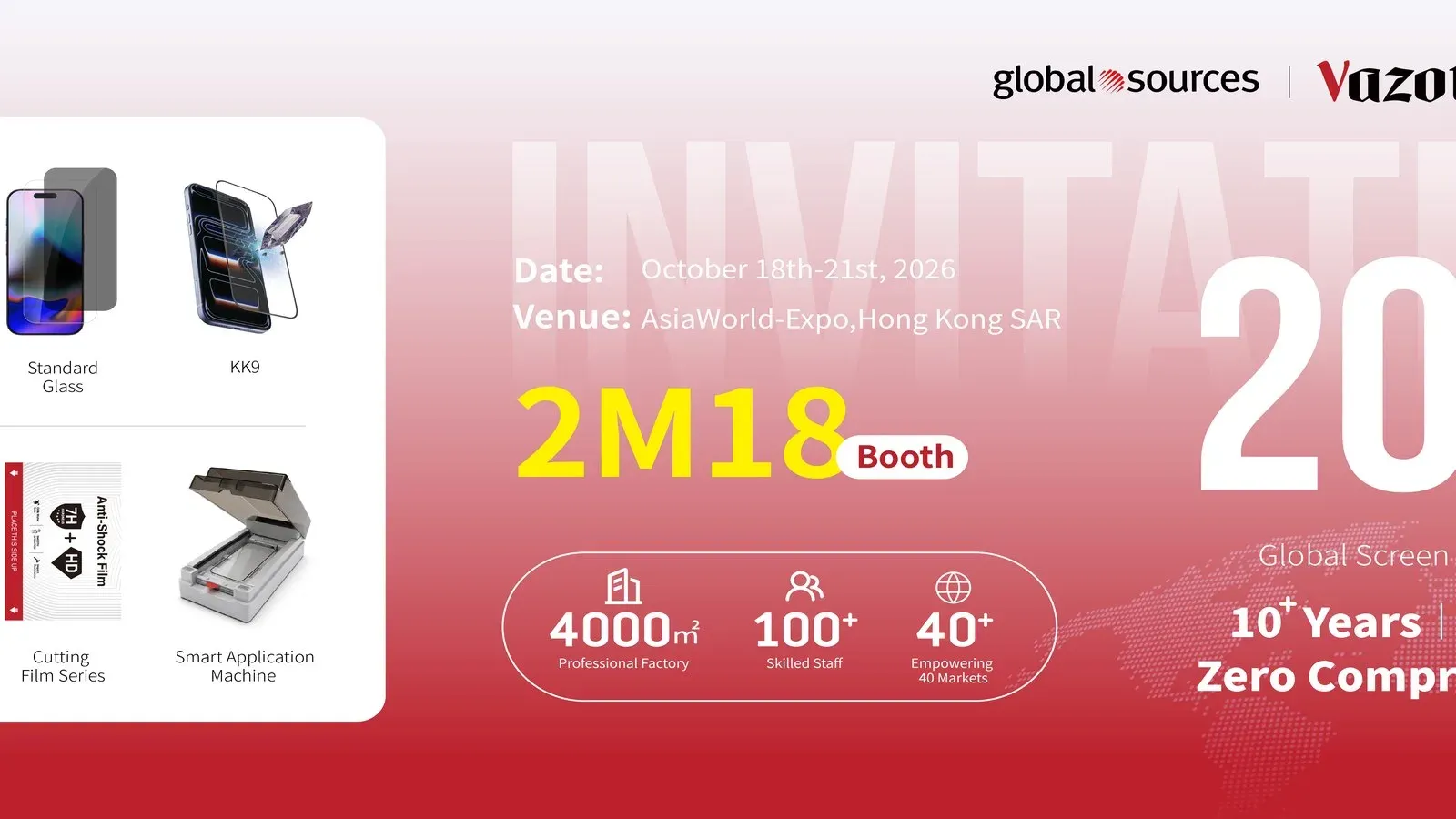 Vazotel at Global Sources Mobile Electronics fair, AsiaWorld-Expo Hong Kong, October 2026, booth 2M18