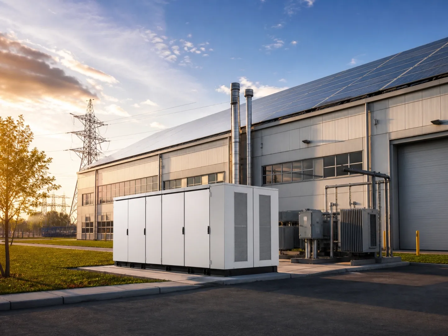 Commercial battery energy storage system supporting peak shaving at a solar-powered factory