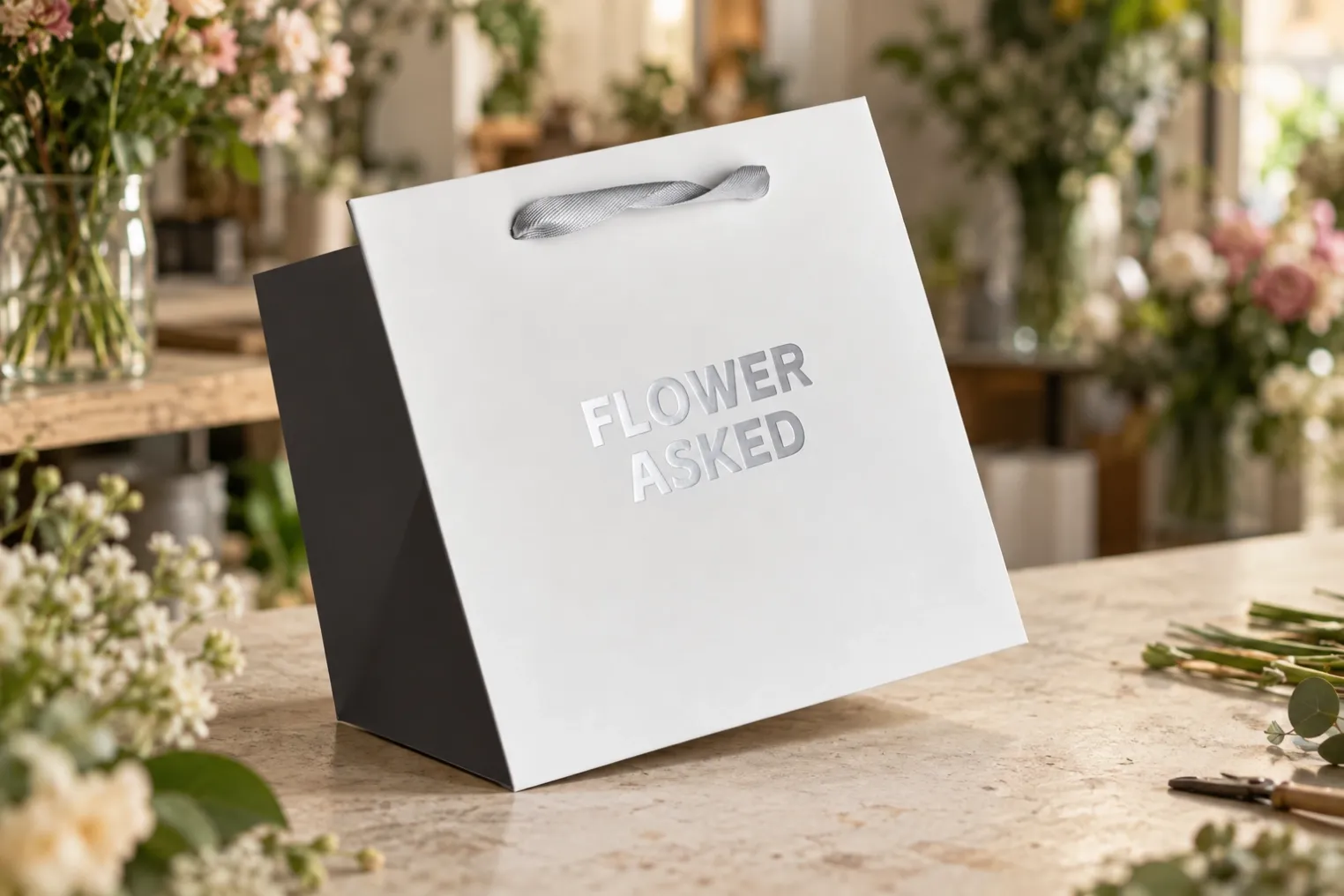 Silver foil florist paper bag 1500x1000