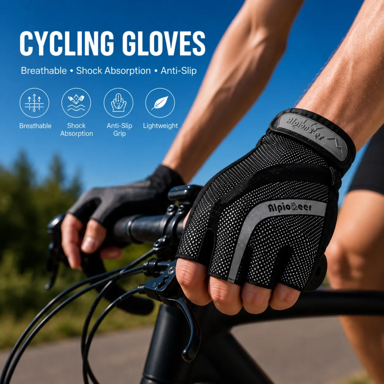 Breathable half finger cycling gloves for road cycling and MTB riding with shock absorption palm padding 3