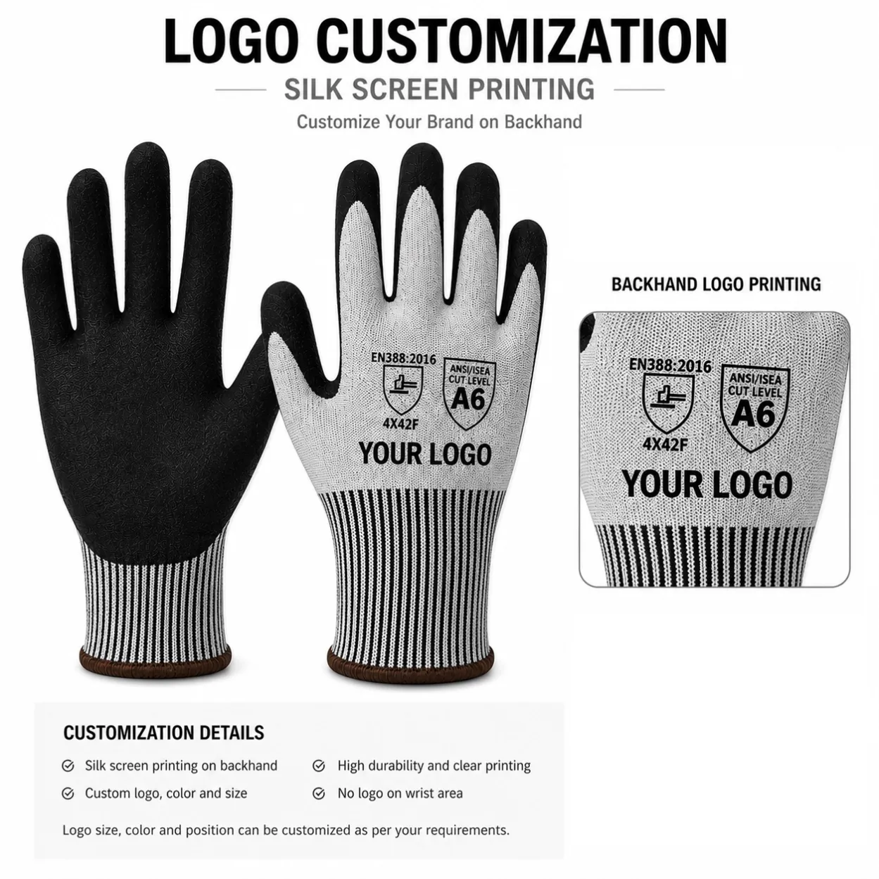 Show ONLY back hand logo application.