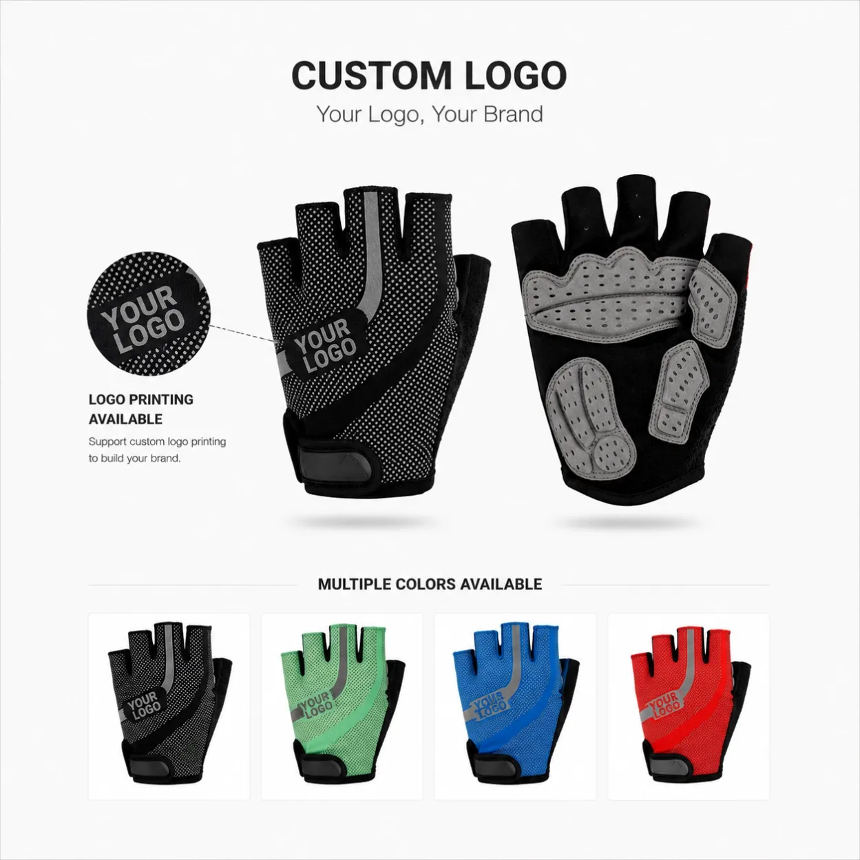 Custom logo cycling gloves for private label and OEM glove manufacturing