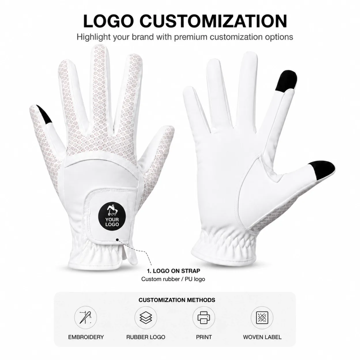 Custom logo polo gloves OEM private label customization options