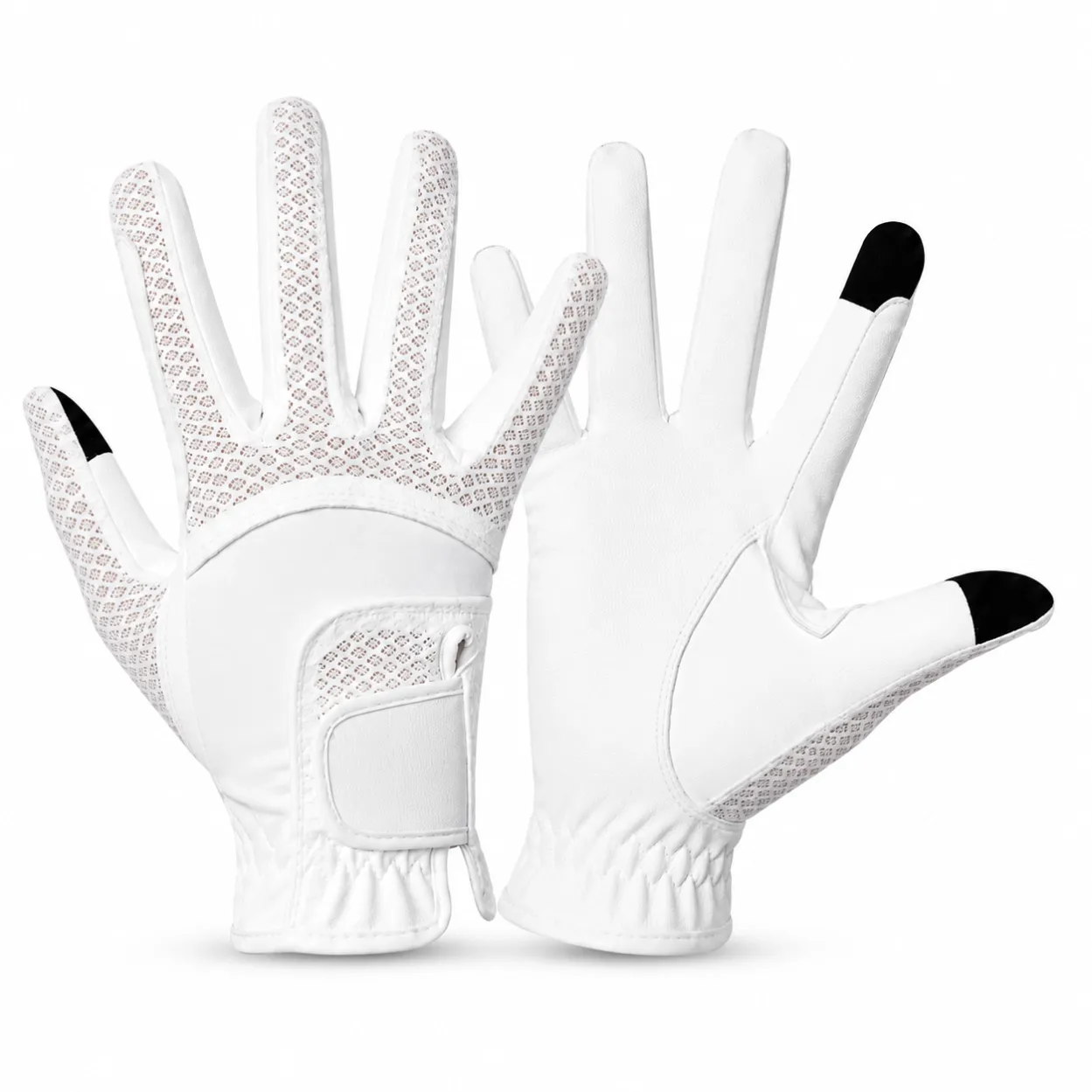 Premium polo gloves front and back view for OEM manufacturing