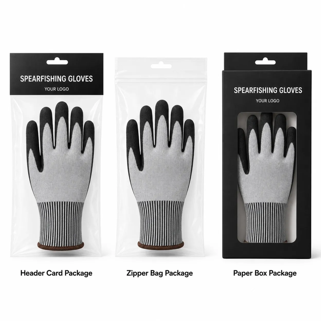 Private-label packaging options for spearfishing gloves