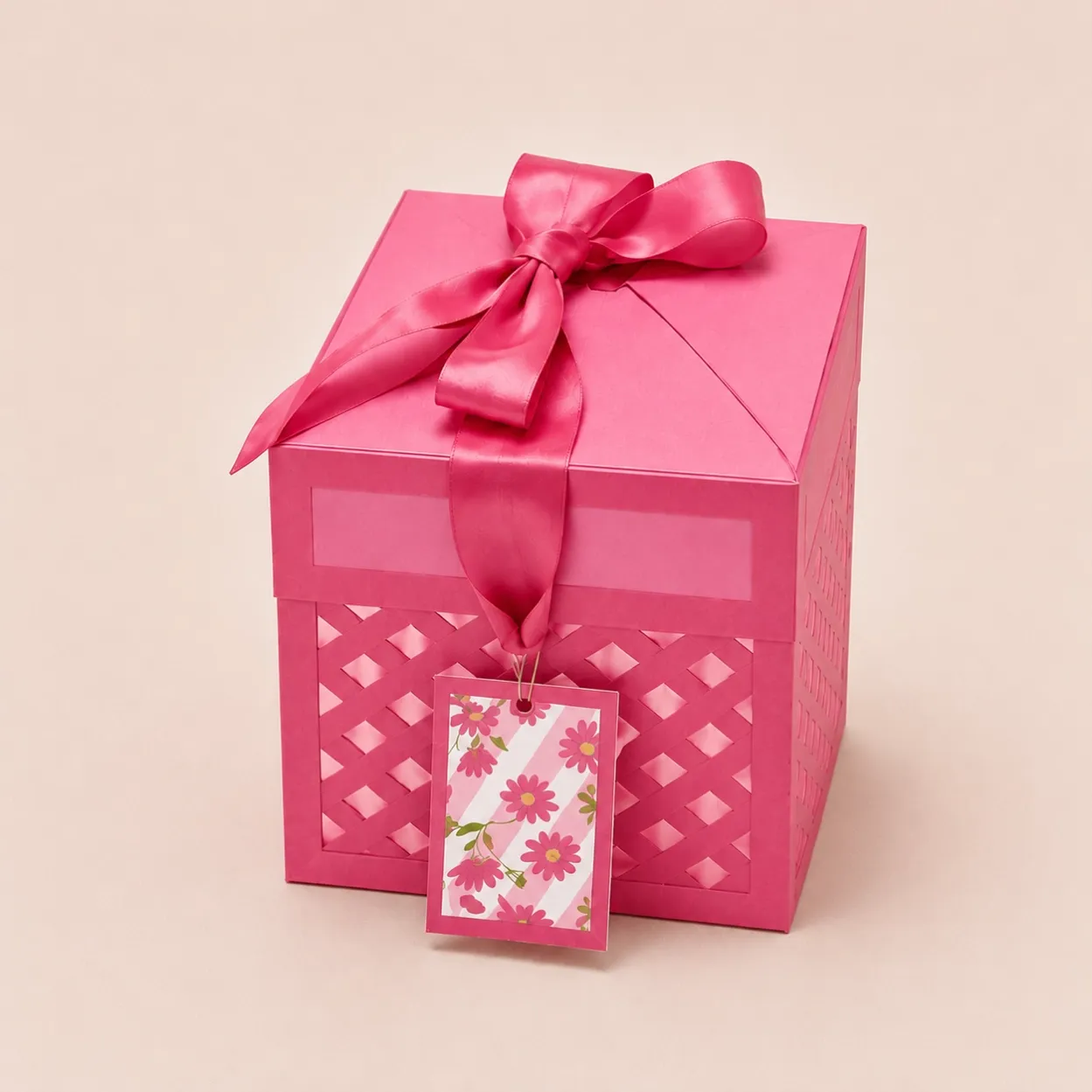 FB-002_Irregular Collapsible Chipboard Box with Ribbon Tie and Automatic Lock Bottom – Pink