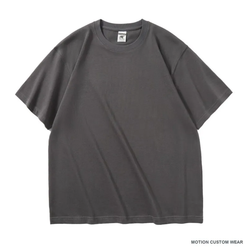 Custom 280 GSM drop-shoulder t-shirt in detail