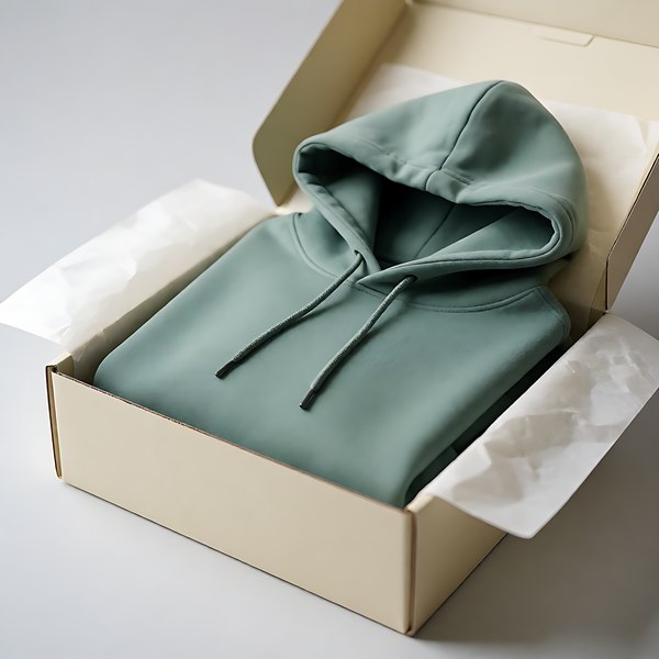 Folded garment packed in premium custom mailer box