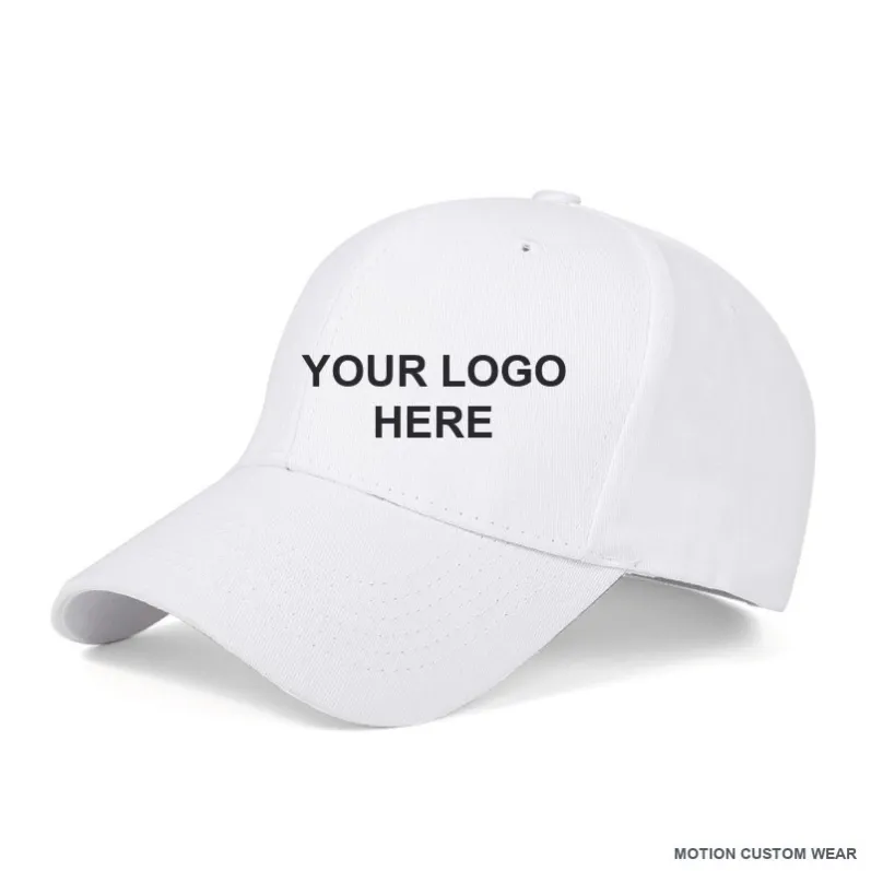 Custom Structured Cotton Cap shown with a placeholder YOUR LOGO HERE print