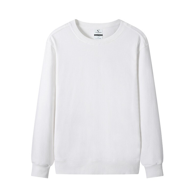 Custom crewneck sweatshirt in white, front view