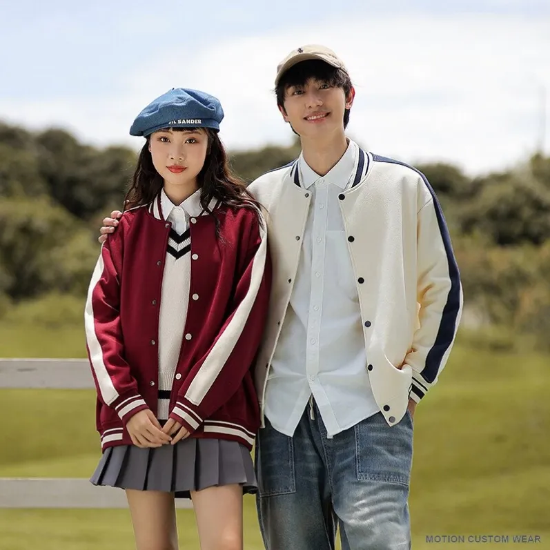 Custom color-block baseball jacket in six