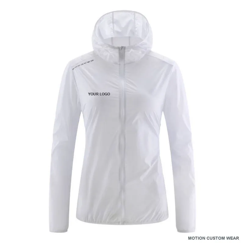Custom hooded zip windbreaker in front