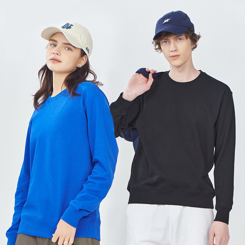 Models wearing custom crewneck sweatshirts