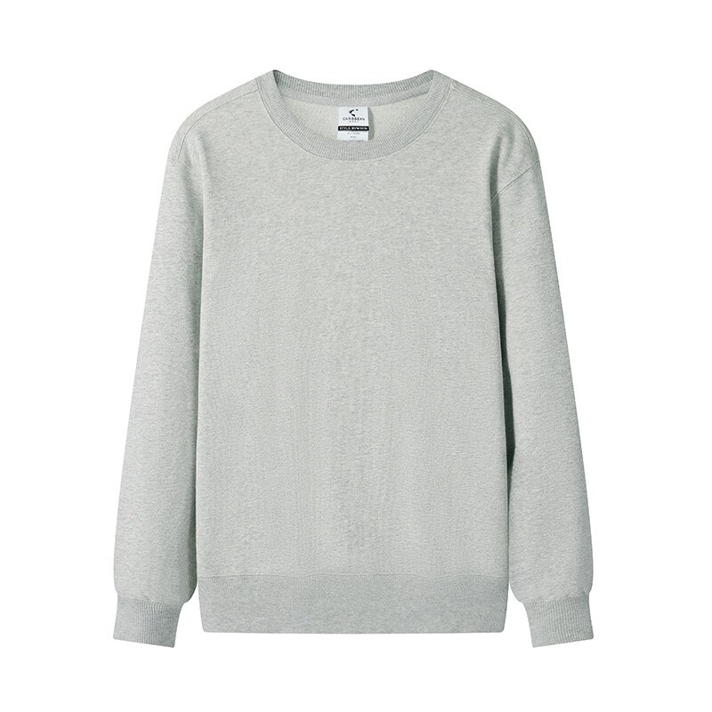 Custom crewneck sweatshirt in heather, 300gsm cotton terry, front view