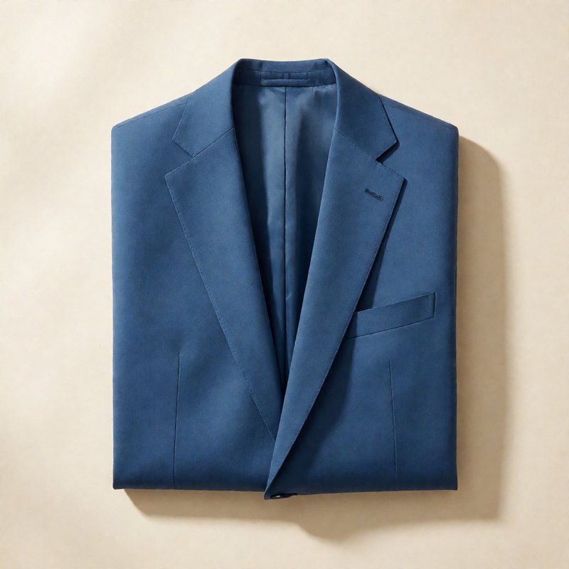 Lake-blue jacket folded flat, top-down view