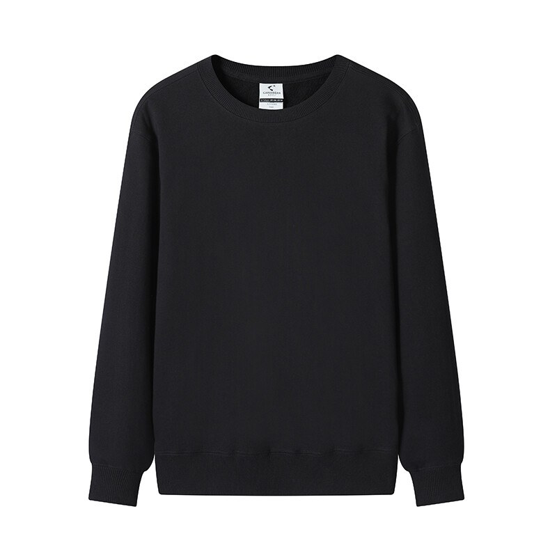 Custom crewneck sweatshirt in black, front view