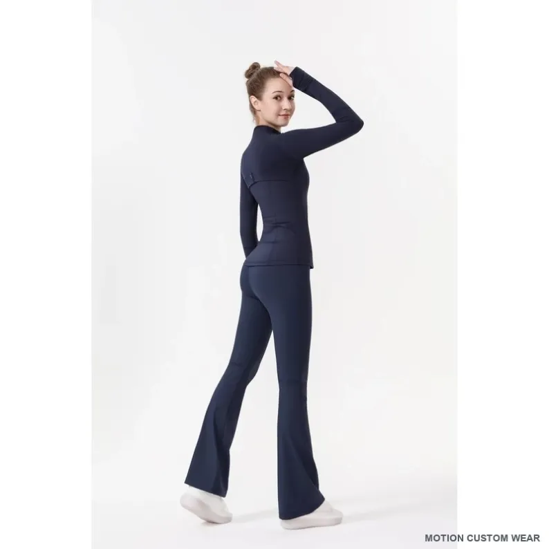 Custom flared-jacket activewear set view angle