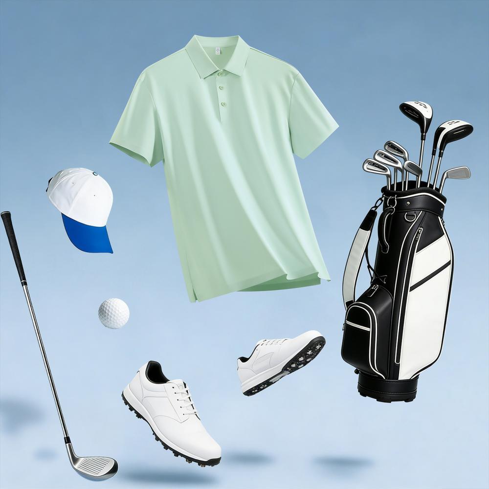 Quick-dry polo and tee flat lay for custom t-shirt programs