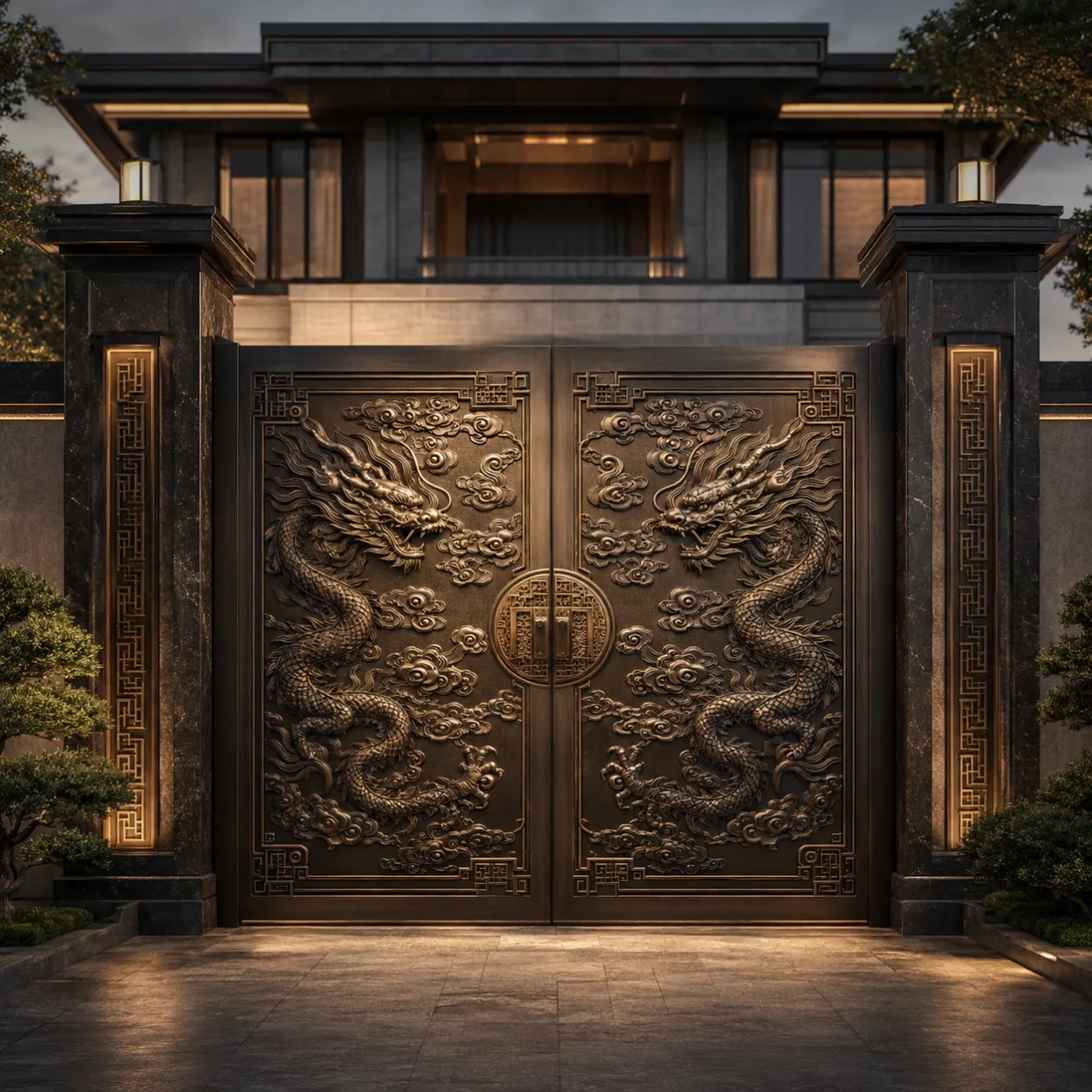 courtyard-entrance-antique-bronze-dragon-relief-gate