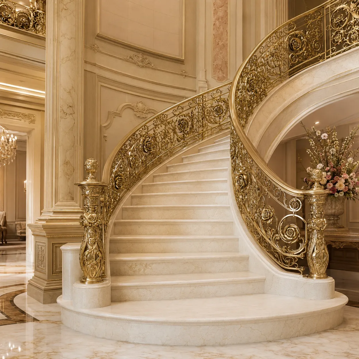 grand-mansion-polished-gold-brass-rose-scrollwork-staircase-handrail