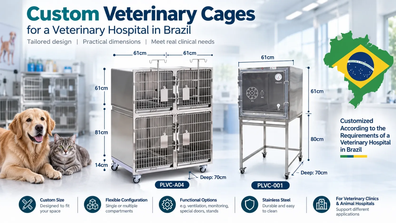 customized veterinary cages for Brazil