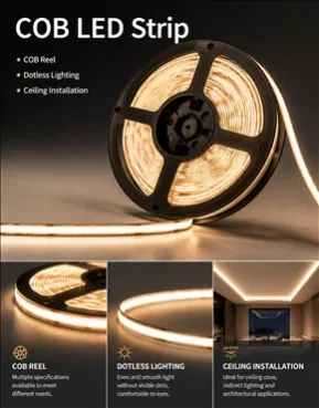 COB LED Strip with Dotless Lighting and Smooth Illumination for Ceiling and Indoor Lighting Applications