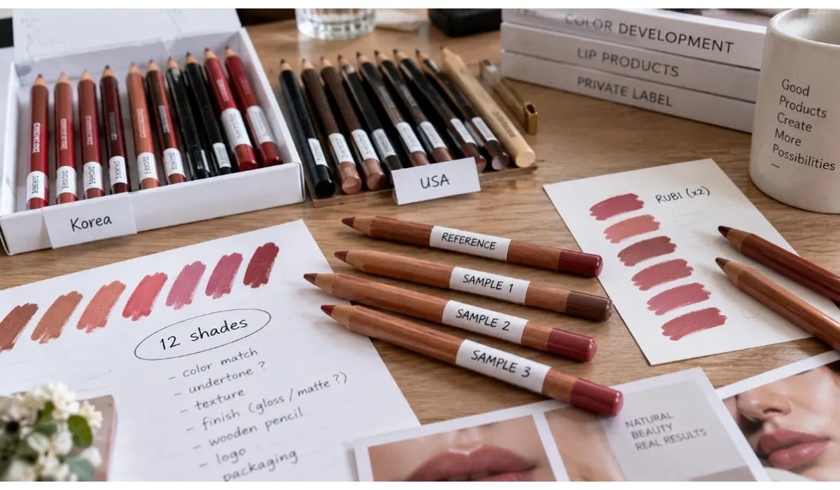 physical-shade-samples-private-label-lip-liner-development